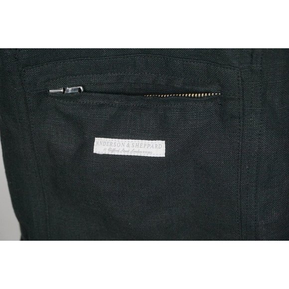 Anderson & Sheppard Savile Row Black Cotton Button Up Mens French Jacket Sz XL - Picture 8 of 10